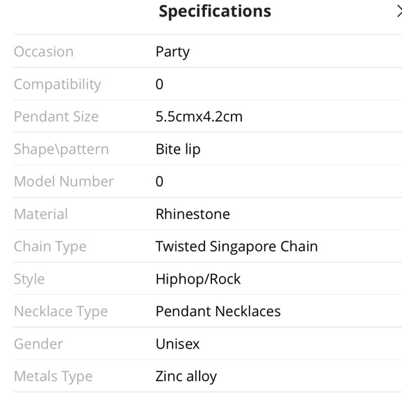 Men Women Hip Hop Bite Lip Shape Pendant Necklace with 13mm Crystal Cuban Chain - Picture 4 of 4